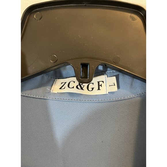 ZC & GF Blue Large Long Sleeve Button Down Blouse - Picture 2 of 9